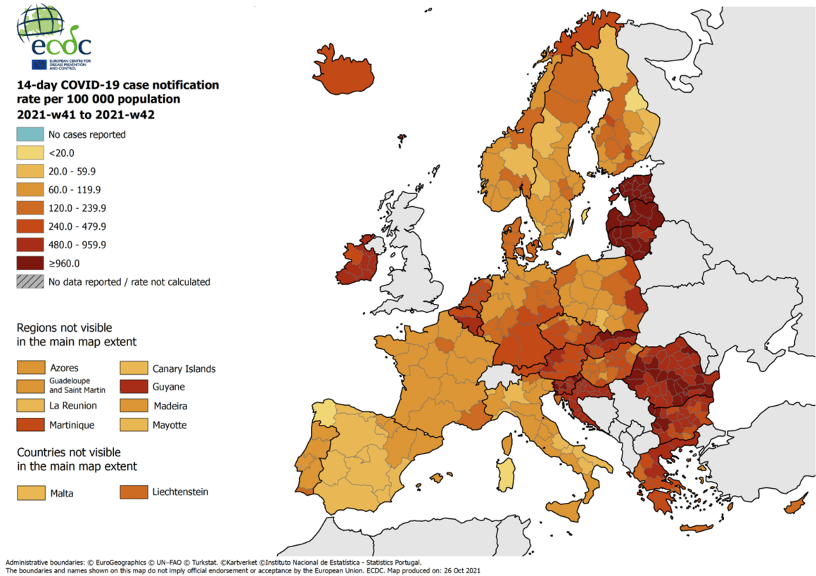 Mapa potu vskyt koronaviru v Evrop