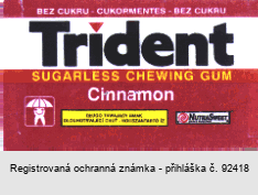 Trident Cinnamon SUGARLESS CHEWING GUM NUTRASWEET