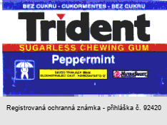 Trident Peppermint SUGARLESS CHEWING GUM NUTRASWEET