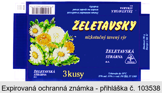 ŽELETAVSKÝ nízkotučný tavený sýr ŽELETAVSKÁ SÝRÁRNA a.s. Želetava