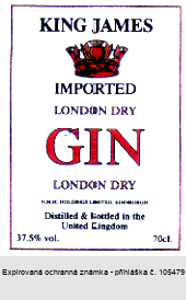 KING JAMES IMPORTED LONDON DRY GIN LONDON DRY