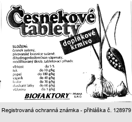 Česnekové tablety doplňkové krmivo
