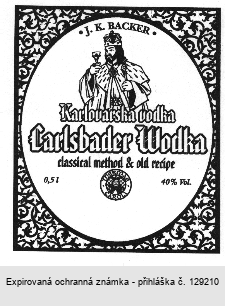 Karlovarská vodka Carlsbader Wodka J.K.BACKER