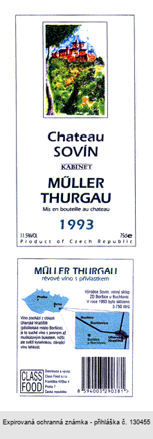 Chateau SOVÍN KABINET MÜLLER THURGAU 1993