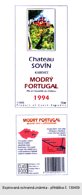 Chateau SOVÍN KABINET MODRÝ PORTUGAL 1994