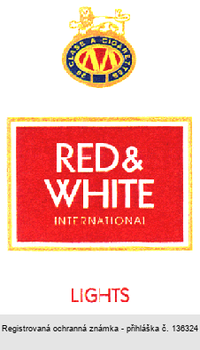 20 CLASS A CIGARETTES RED & WHITE INTERNATIONAI LIGHTS