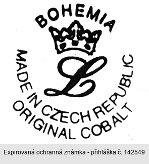 BOHEMIA L MADE IN CZECH REPUBLIC ORIGINAL COBALT