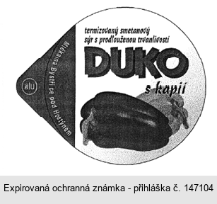 Mlékárna Bystřice pod Hostýnem termizovaný smetanový sýr s prodlouženou trvanlivostí DUKO s kapií