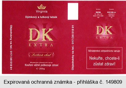 Virginia Dýmkový a lulkový tabák DK EXTRA Světová chuť