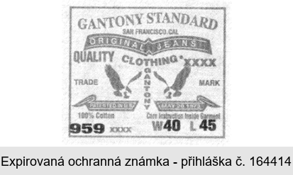 GANTONY STANDARD ORIGINAL JEANS QUALITY CLOTHING XXXX GANTONY