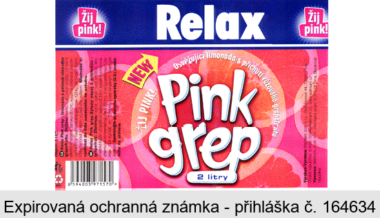 Relax Pink grep ŽIJ PINK! Osvěžující limonáda s příchutí růžového grapefruitu