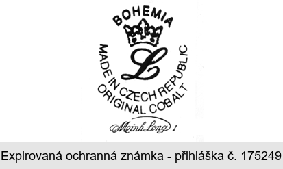 BOHEMIA L MADE IN CZECH REPUBLIC ORIGINAL COBALT Meinh Long l