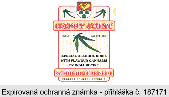 HAPPY JOINT SPECIAL ALCOHOL DRINK WITH FLAWOUR CANNABIS BY INDIA RECIPE S PŘÍCHUTÍ KONOPÍ PRODUCT OF CZECH REPUBLIC