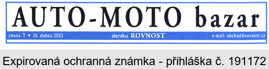 AUTO - MOTO bazar deníku ROVNOST