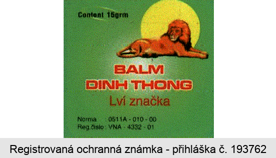 BALM DINH THONG Lví značka