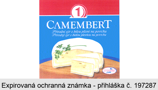 1 CAMEMBERT Přírodní sýr s bílou plísní na povrchu Prírodný syr s bielou plesňou na povrchu provital milk