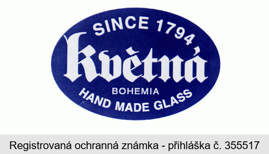 SINCE 1794 květná BOHEMIA HAND MADE GLASS