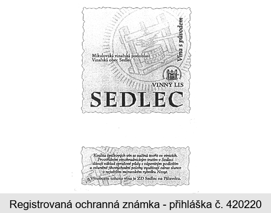 SEDLEC, vína s původem