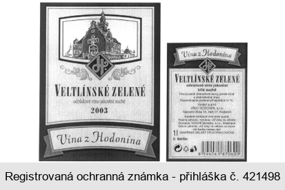 VELTLÍNSKÉ ZELENÉ odrůdové víno jakostní suché 2003 Vína z Hodonína