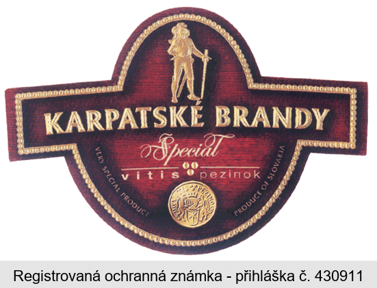 KARPATSKÉ BRANDY Special vitis pezinok VERY SPECIAL PRODUCT PRODUCE OF SLOVAKIA