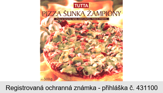 TUTTA PIZZA ŠUNKA ŽAMPIÓNY Pizza se žampióny, rajčaty, sýrem a šunkou. Hluboce zmražená.
