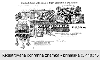 Grösstes Schinken - und Selchwaren - Export - Geschäft im Jn - und Auslande JOSEF JEŘÁBEK PRAG VII HOLESCHOWITZ