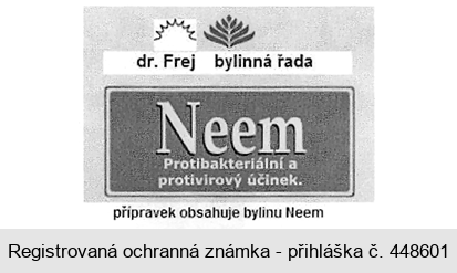 dr. Frej bylinná řada Neem Protibakteriální a protivirový účinek. přípravek obsahuje bylinu Neem