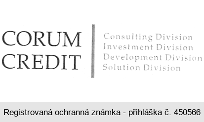 CORUM CREDIT Consulting Division Investment Division Development Division Solution Division