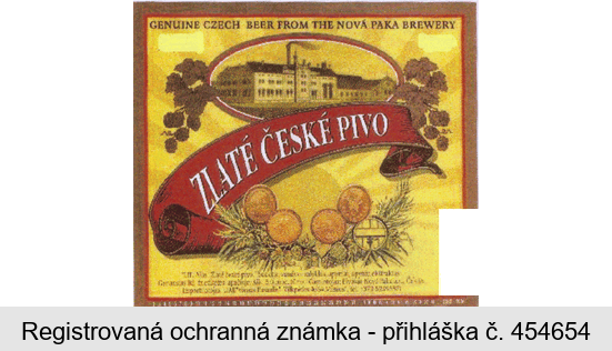 GENUINE CZECH BEER FROM THE NOVÁ PAKA BREWERY ZLATÉ ČESKÉ PIVO