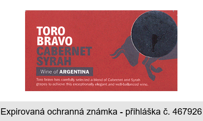 TORO BRAVO CABERNET SYRAH Wine of ARGENTINA