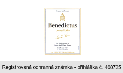Benedictus benedictio Le 2 Vin Vin de Pays de la Haute Vallée de l´Aude