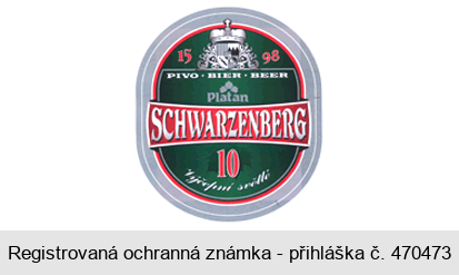 SCHWARZENBERG 1598 PIVO BIER BEER Platan 10 Výčepní světlé