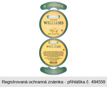 R. JELINEK SINGLE VARIETY PEAR WILLIAMS Pear Brandy 1894