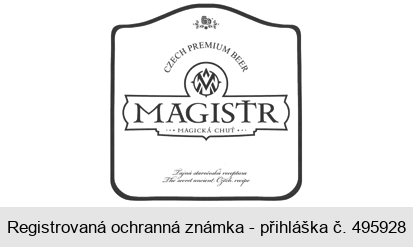 CZECH PREMIUM BEER MAGISTR MAGICKÁ CHUŤ Tajná staročeská receptura The secret ancient Czech recipe