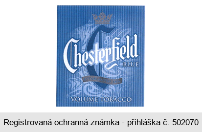 Chesterfield BLUE VOLUME TOBACCO ESTABLISHED 1896
