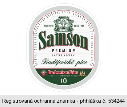 SAMSON Budějovické pivo Budweiser Bier ZALOŽENO ROKU  1795