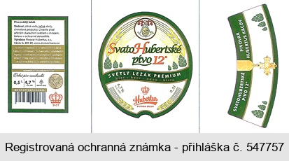 SvatoHubertské pivo 12° SVĚTLÝ LEŽÁK PRÉMIUM Hubertus PIVOVAR KÁCOV