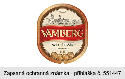 VAMBERG SVĚTLÝ LEŽÁK CZECH LAGER 1341 Original ČESKÉ PIVO CZECH BEER