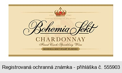 Bohemia Sekt CHARDONNAY Finest Czech Sparkling Wine EST. 1942