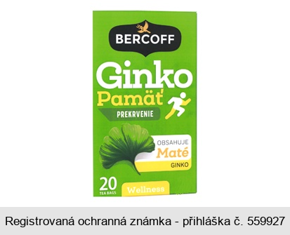BERCOFF Ginko Pamät´ PREKRVENIE OBSAHUJE Maté GINKO 20 TEA BAGS Wellness