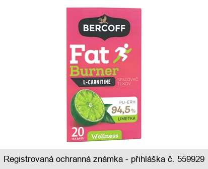 BERCOFF Fat Burner L-CARNITINE SPAĹOVAČ TUKOV PU-ERH 94,5% LIMETKA 20 TEA BAGS Wellness