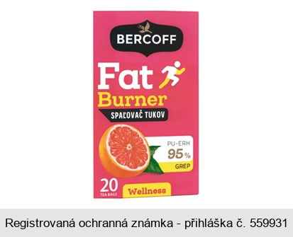 BERCOFF Fat Burner SPAĹOVAČ TUKOV PU-ERH 95% GREP 20 TEA BAGS Wellness