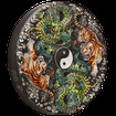 Exkluzivn stbrn mince 5 Oz Double Dragon and Double Tiger with Yin Yang 2023 (nsk starovk mtick bytosti) Color Antique
