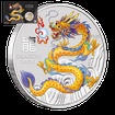Lunrn srie III. - stbrn mince Year of the Dragon - Yellow Dragon (Rok draka) 1 Oz 2024 Color karta (Melbourne Coin Show)
