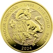 Zlatá investiční mince The Royal Tudor Beasts - The Seymour Unicorn 1/4 Oz 2024