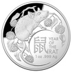 The Royal Australian Mint 1 oz stbrn mince Lunar Krysa Proof  Letn povrch, obloukov raba  2020  Royal Australian Mint
