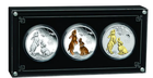 The Perth Mint 3x1 oz stbrn mince Lunrn srie III rok krlka 2023 PROOF (barevn a pozlacen proveden) - Perth Mint