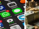 Facebook, WhatsApp, peníze (ilustrační)