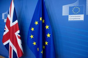 Brexit deal, UK and EU flags EC