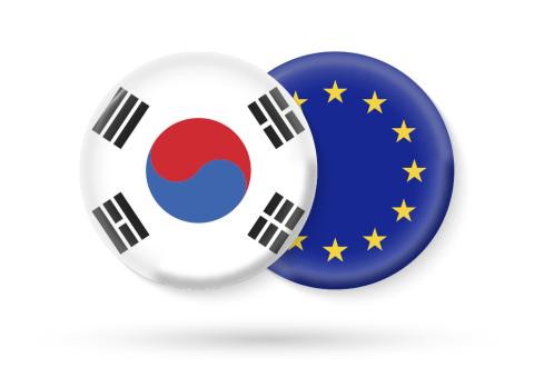flags of the Republic of Korea and the European Union